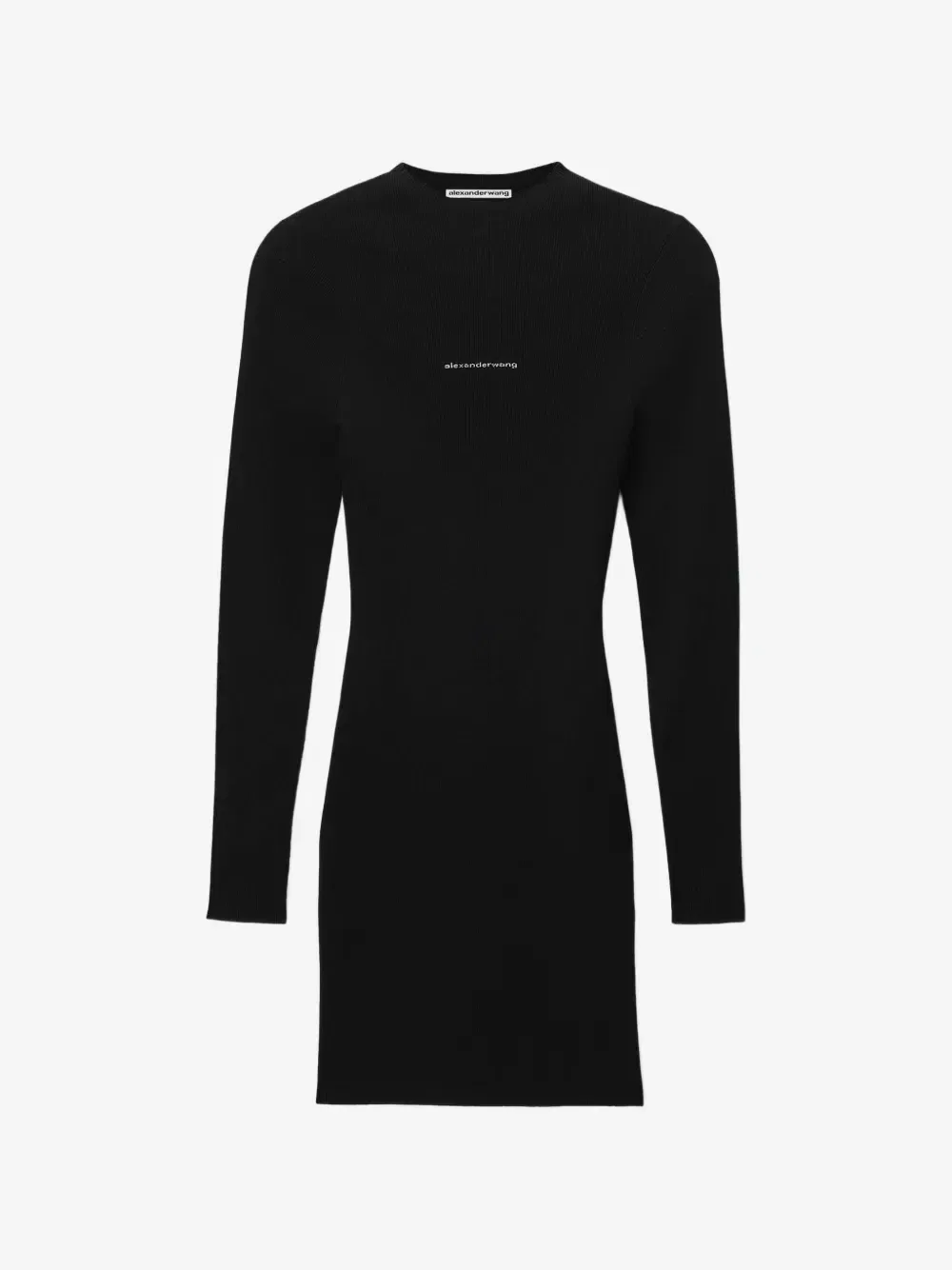 Платье-свитшот с длинными рукавами и фактурным логотипом Alexander Wang, черный