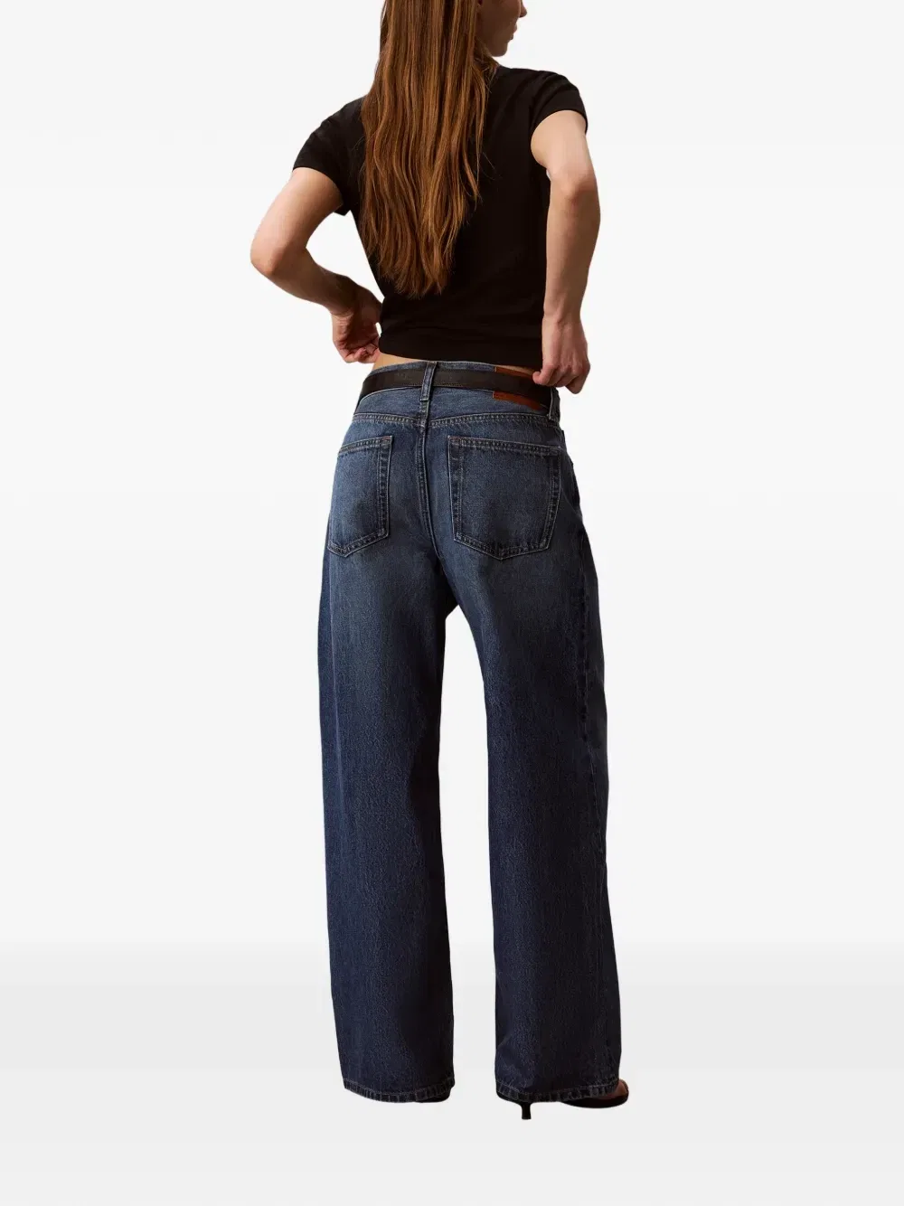 Широкие джинсы с искусственными пертостями Calvin Klein, синий — фото 3