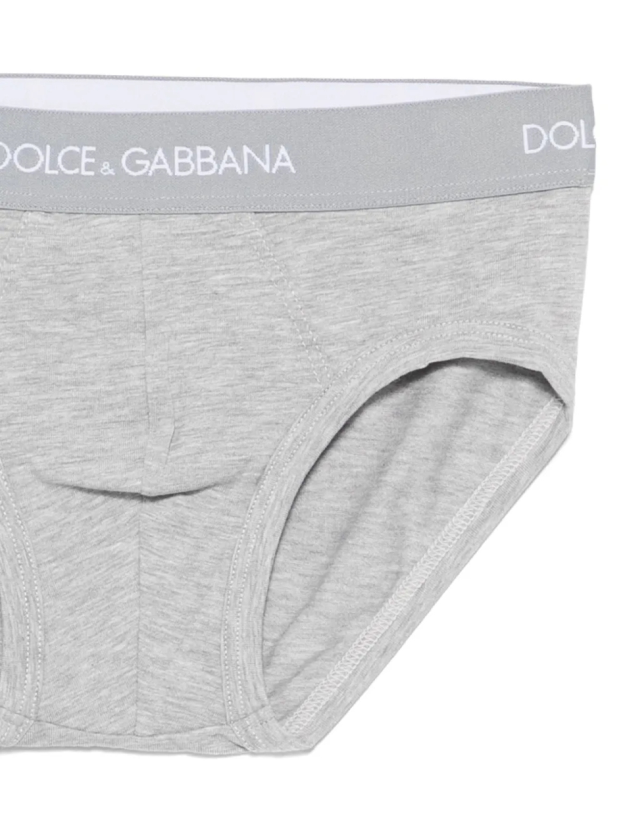 Комплект из двух трусов-брифов с логотипом Dolce & Gabbana Kids, серый — фото 2