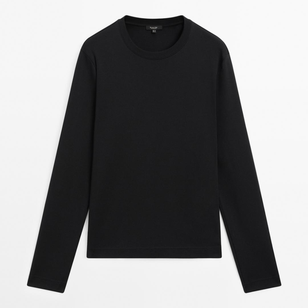 

Футболка Massimo Dutti 100% Cotton Interlock Long Sleeve, черный