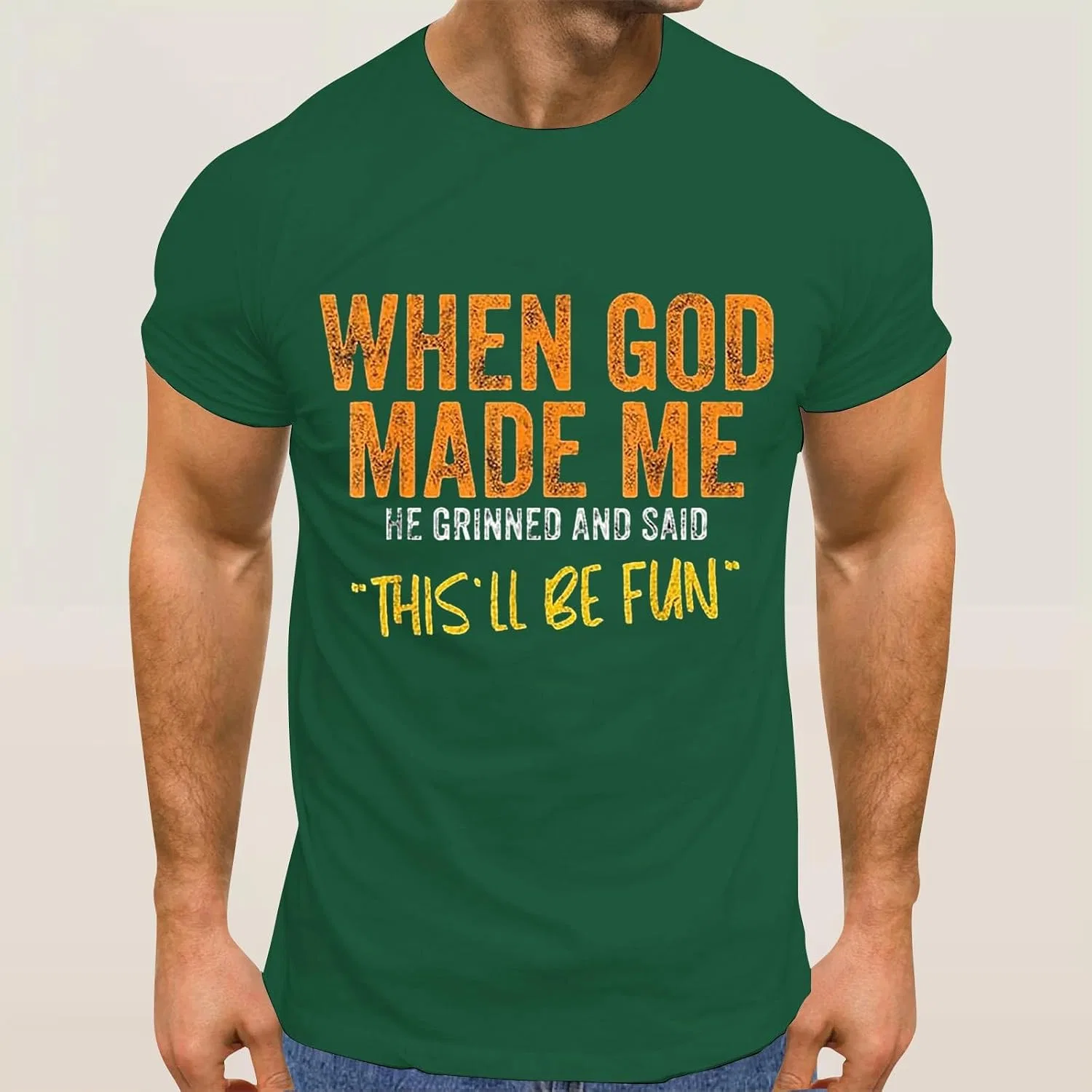 Мужская футболка с принтом Religious Quote, Dark Green — фото 2
