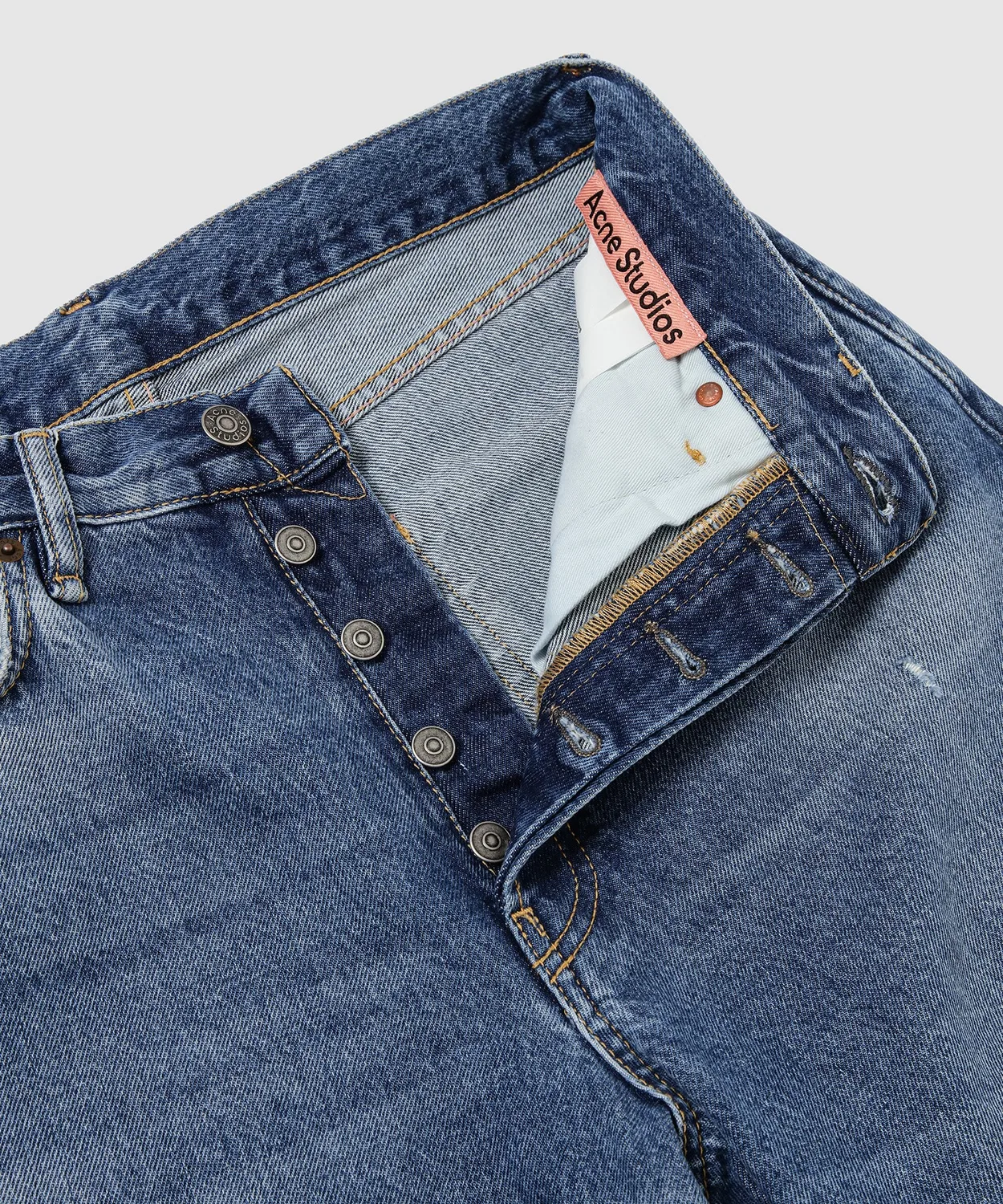 Мужские джинсы из нестрейчевого денима с эффектом поношенности 1981 Acne Studios, Vintage Blue — фото 3
