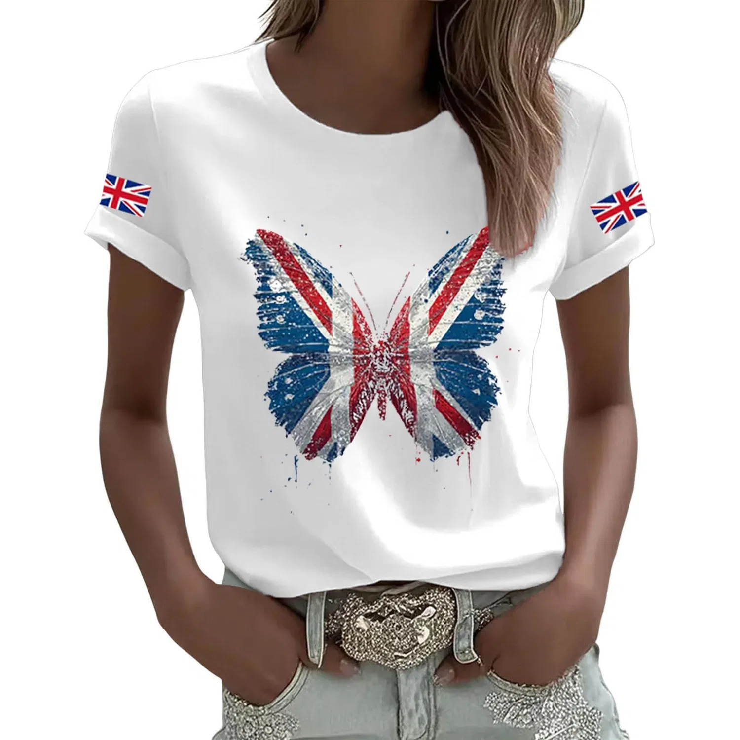 Женская футболка с принтом England Union Jack Flag, летняя, с коротким рукавом, White 5