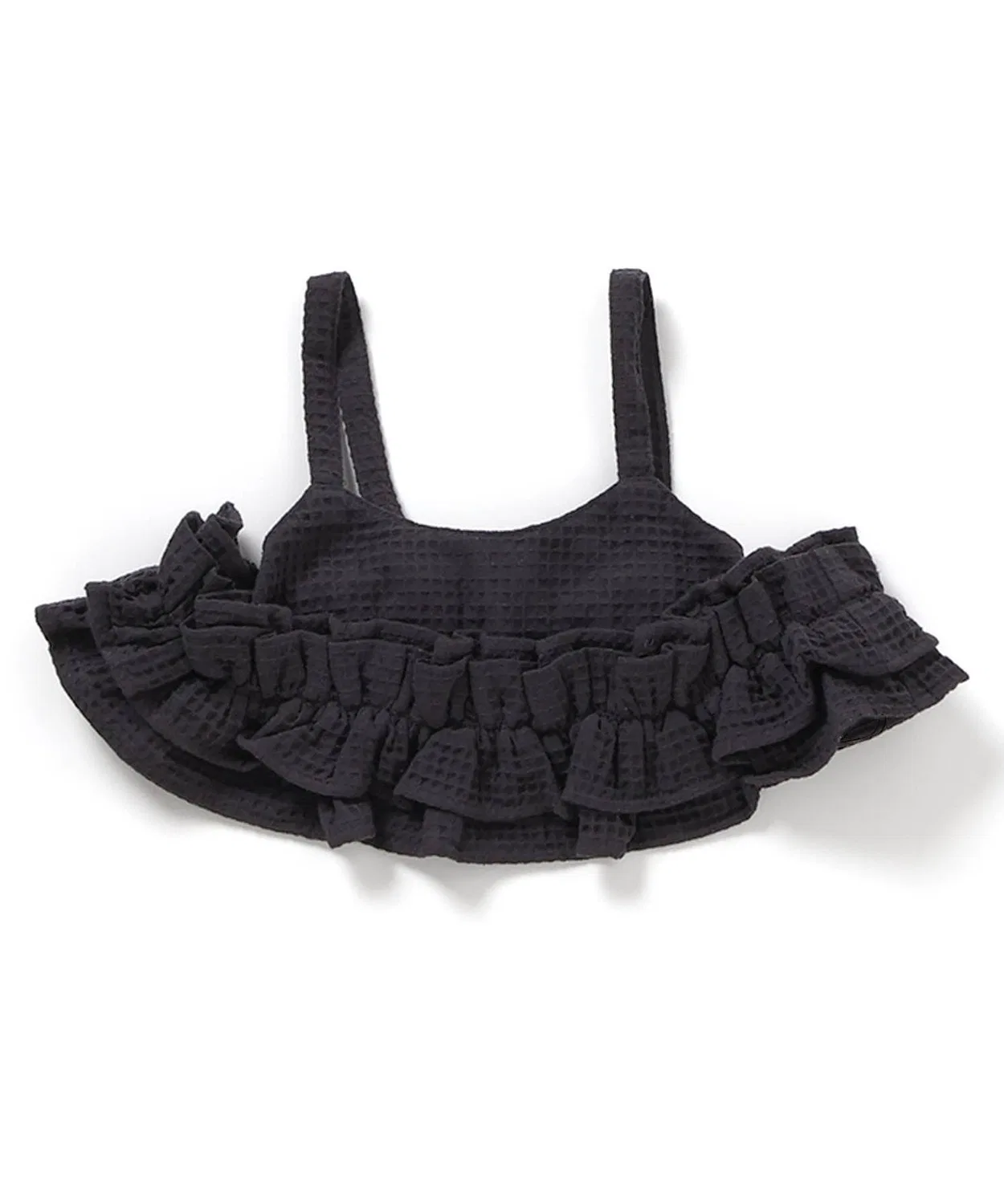 Детский топ-бюстье с воланами из вафли, модель Waffle Frill Bustier, apres les cours, Charcoal — фото 2