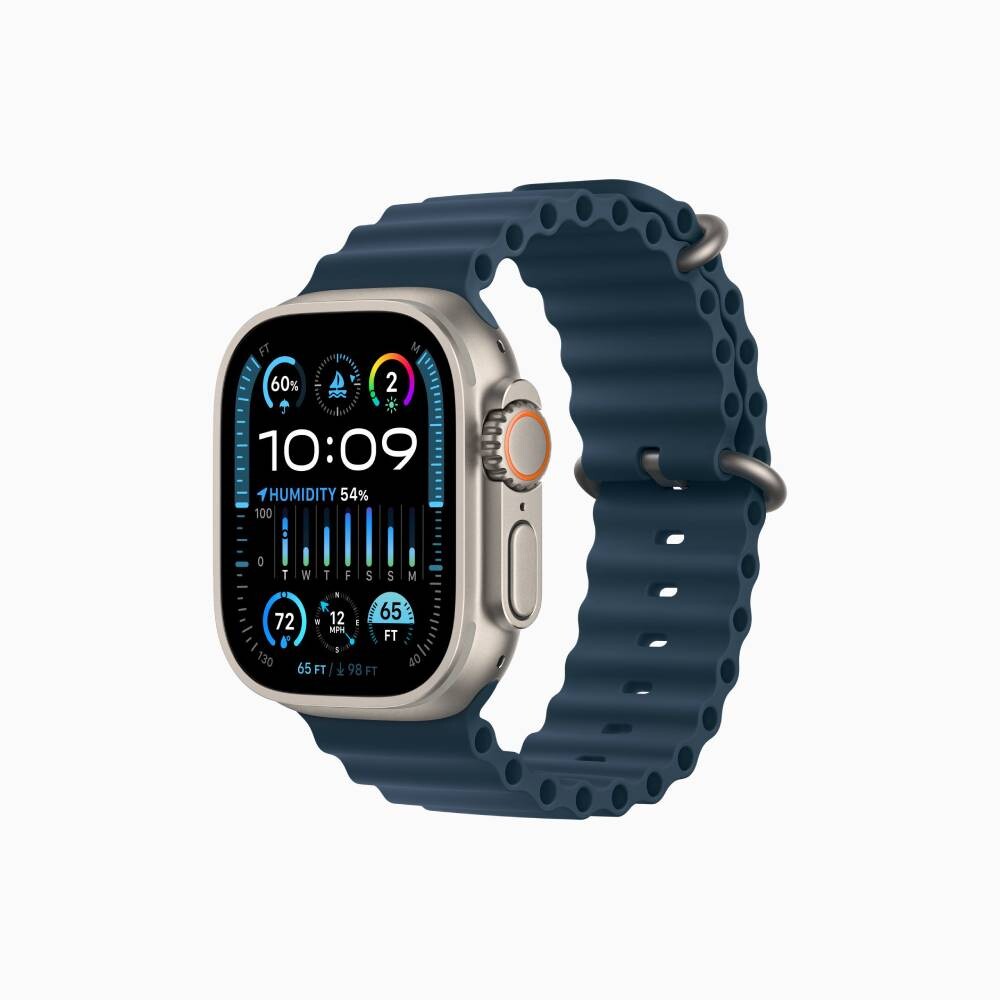 Умные часы Apple Watch Ultra 2, 49 мм, GPS+Cellular, Natural Titanium Case/Blue Ocean Band — фото 2
