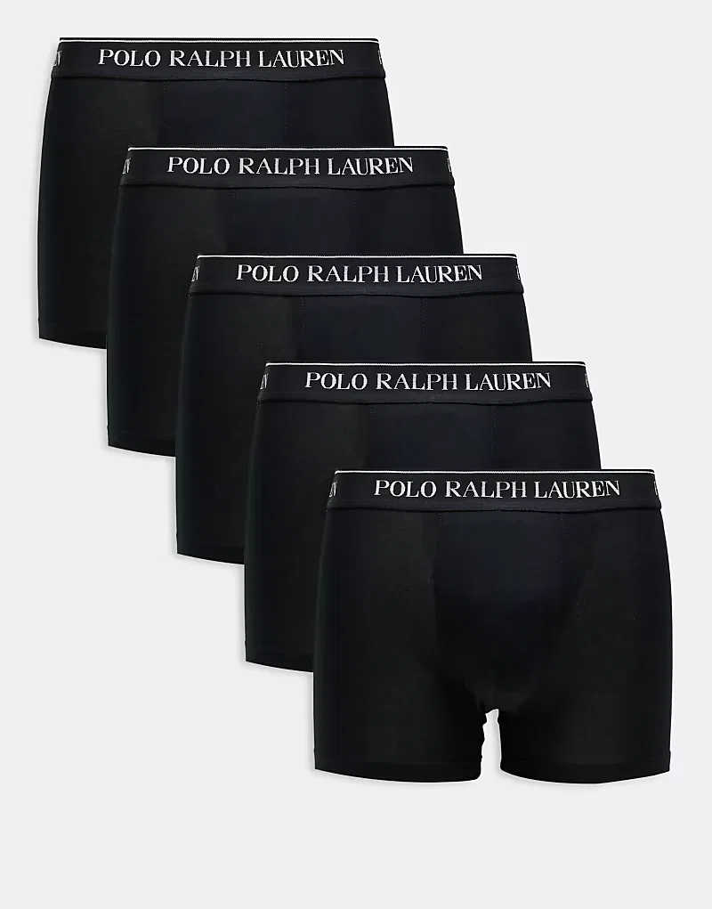 Трусы классические с поясом с логотипом 5 шт Polo Ralph Lauren, черный
