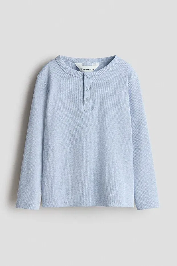 Детская футболка с длинным рукавом H&M, Light Blue — фото 4