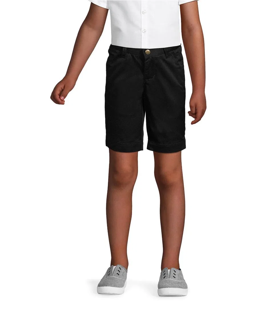Детские шорты для девочек хлопковые Plain Front Blend Chino Shorts Lands' End, Black — фото 3