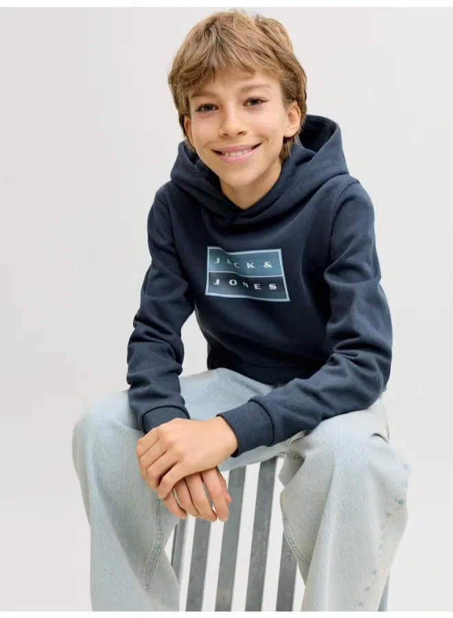 Худи с принтом Youth Fusion Jack & Jones Junior, темно-серый — фото 3