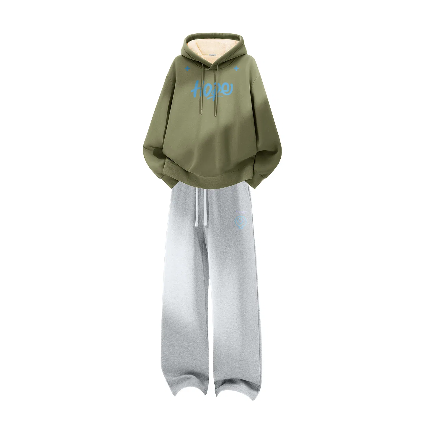 Детский комплект свитшотов с капюшоном утепленный MINISO, Gray Pea Green, Heather Gray