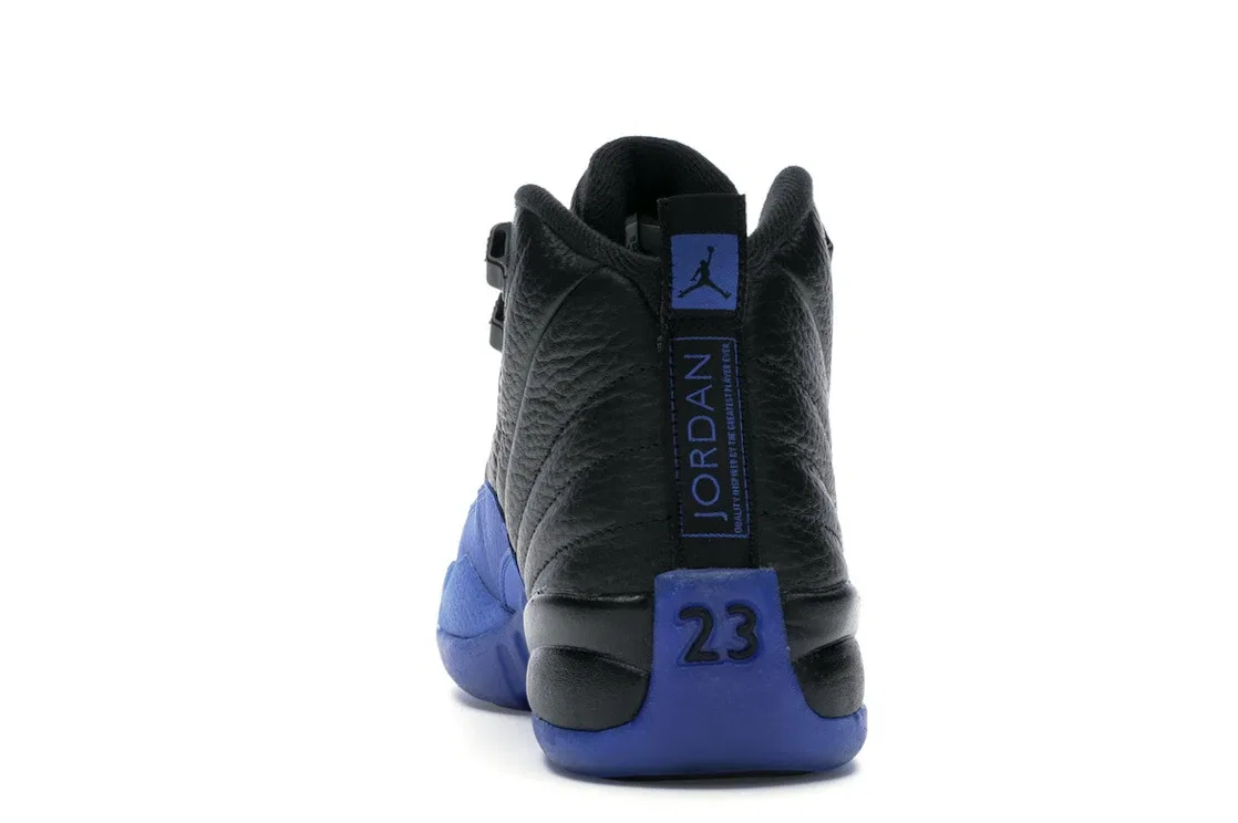 Детские кроссовки с кожаным верхом Jordan 12 Retro Jordan, Black/Game Royal-Black — фото 4
