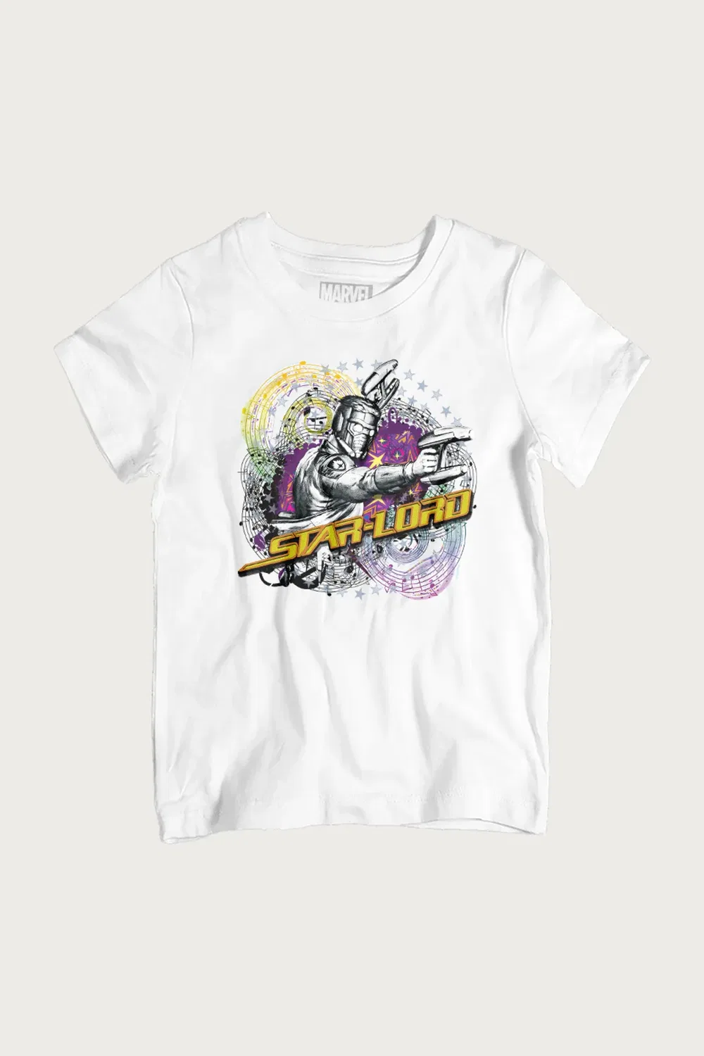 Футболка с принтом Star Lord Music Spiral Marvel Guardians Of The Galaxy, White — фото 2