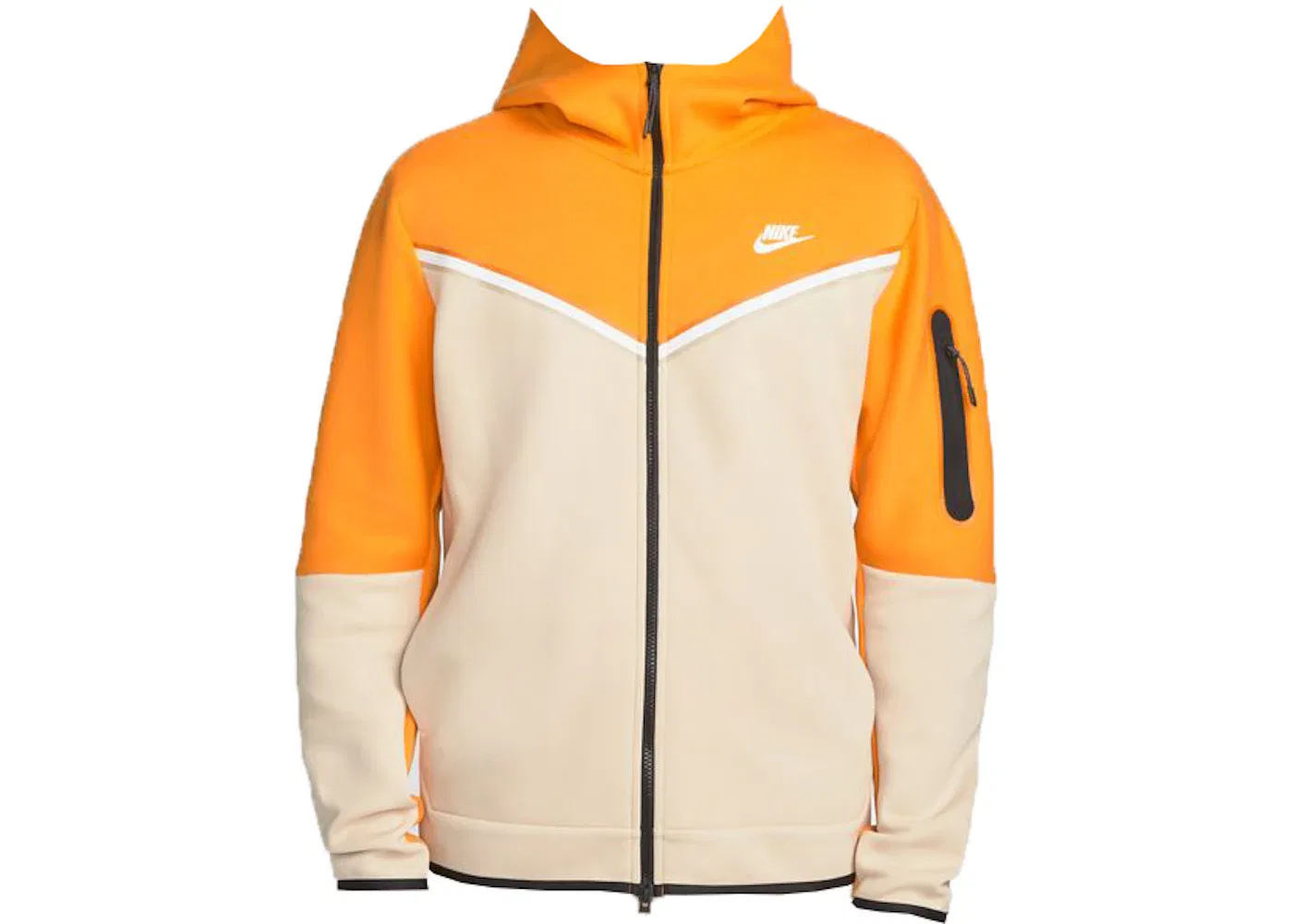 Мужская куртка с капюшоном Tech Fleece Nike, Kumquat/Sanddrift/White
