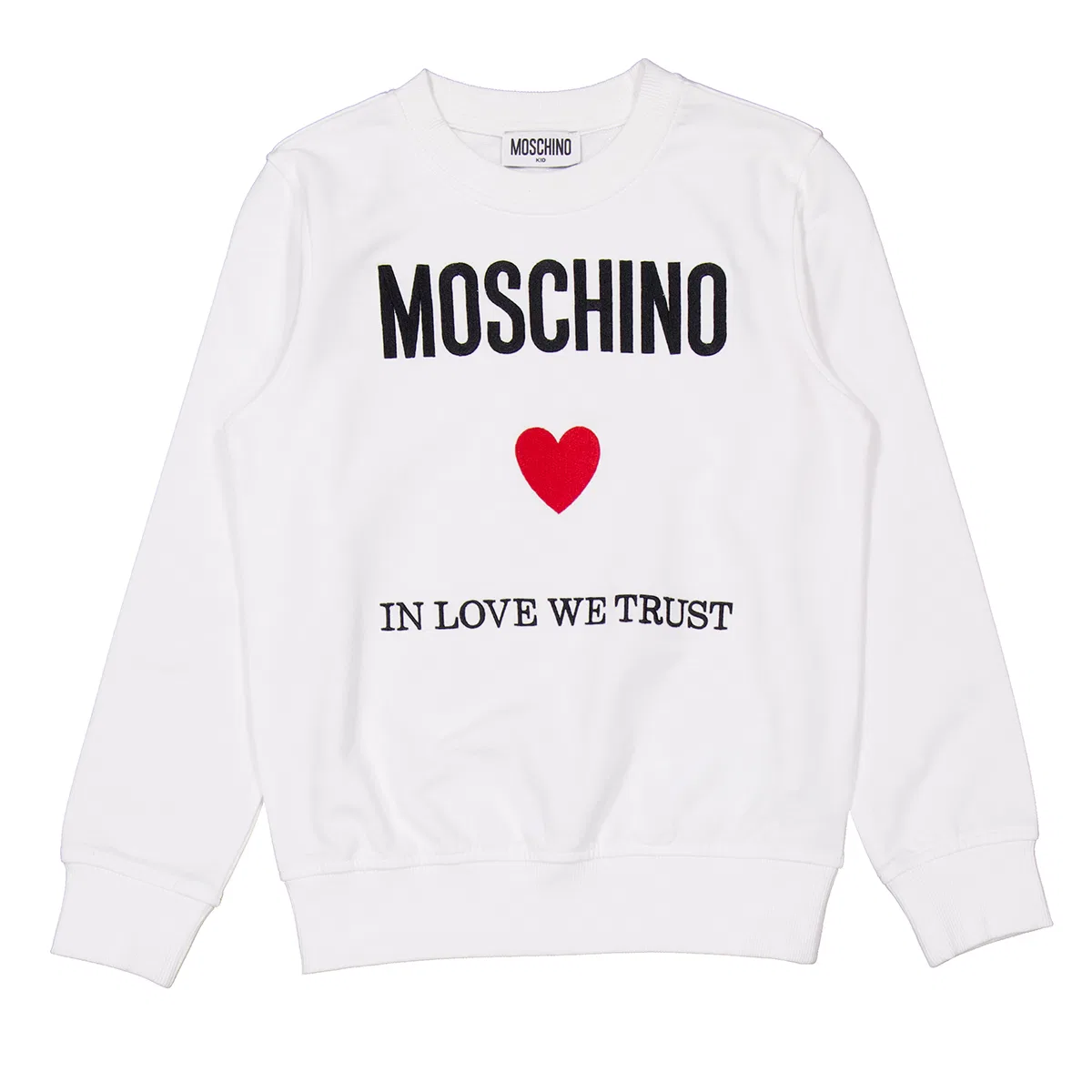 Детский свитшот с логотипом и круглым вырезом Moschino, Optical White