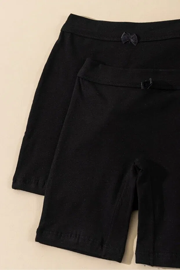 Детские боксеры для девочек хлопковые с длинной штаниной Baykar, Black