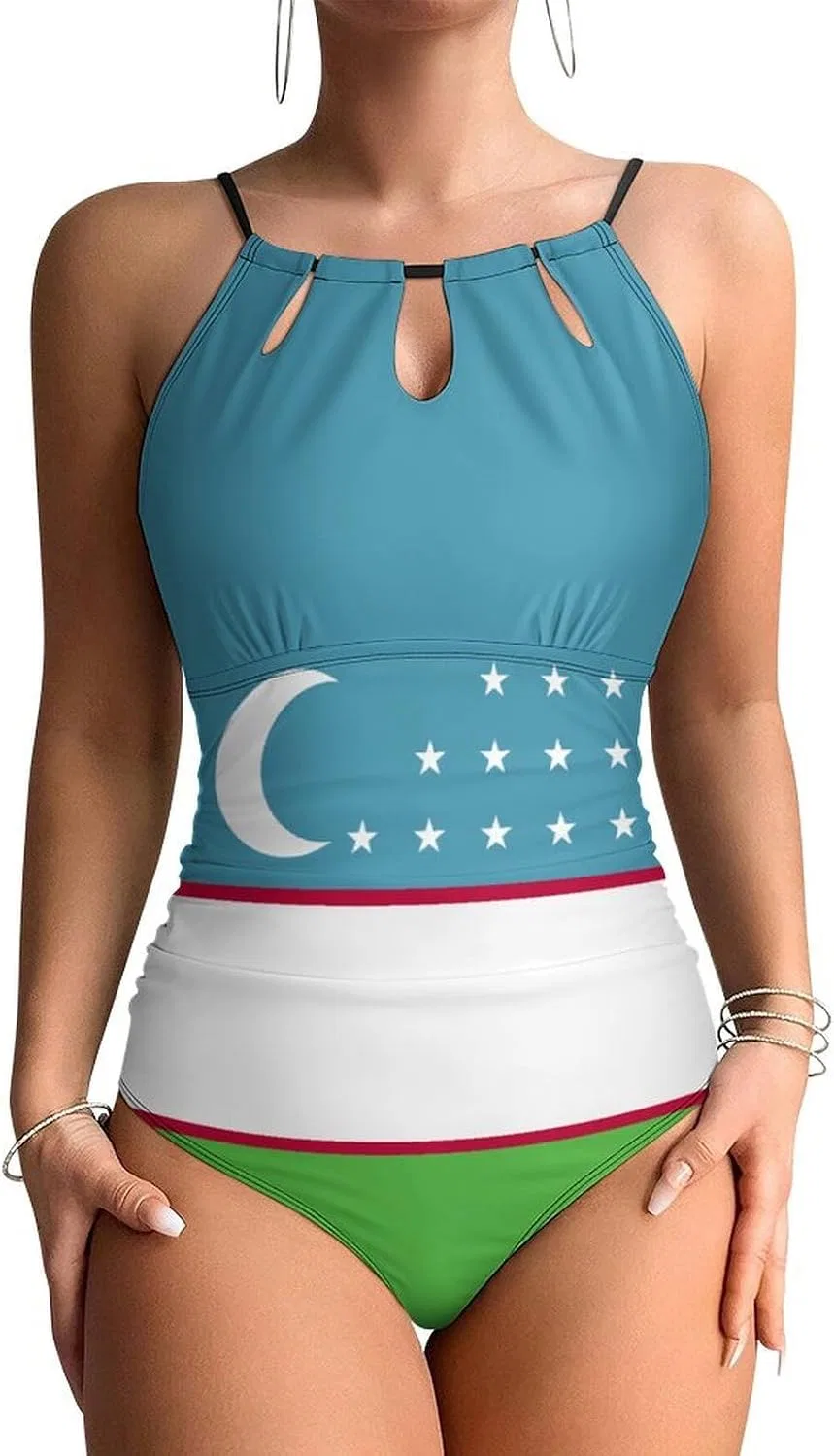 Женский цельный купальник с флагом Узбекистана, Polyester, Style