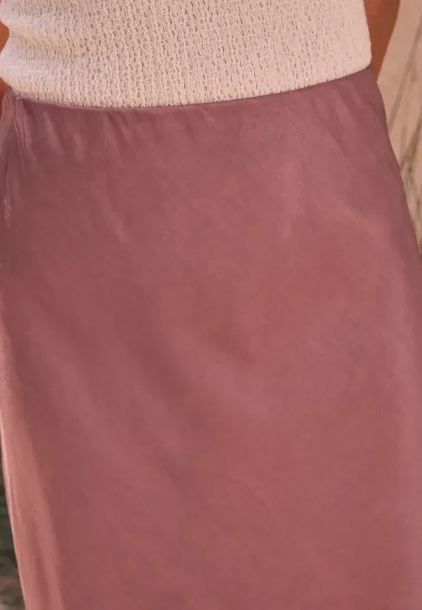 Юбка миди сатиновая Regular fit premium midi a-line skirt Next, pink, розовый — фото 2