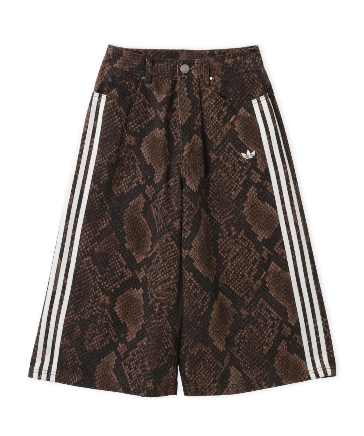 Женские джинсовые шорты свободного кроя с принтом Snake Print Denim Bermuda Adidas, Brown