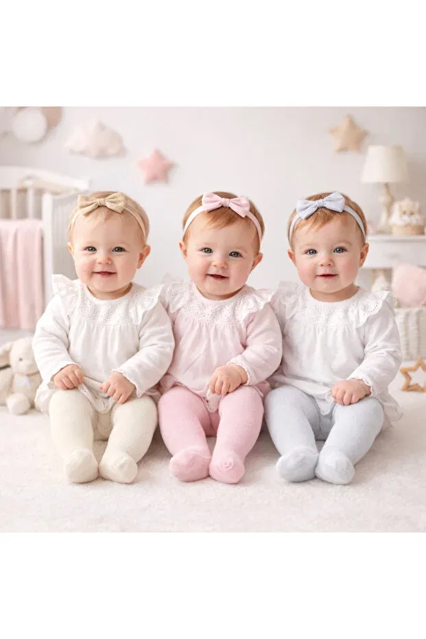 Детские колготки для девочек хлопковые 3-Pack Yetiş, Multicolor — фото 3