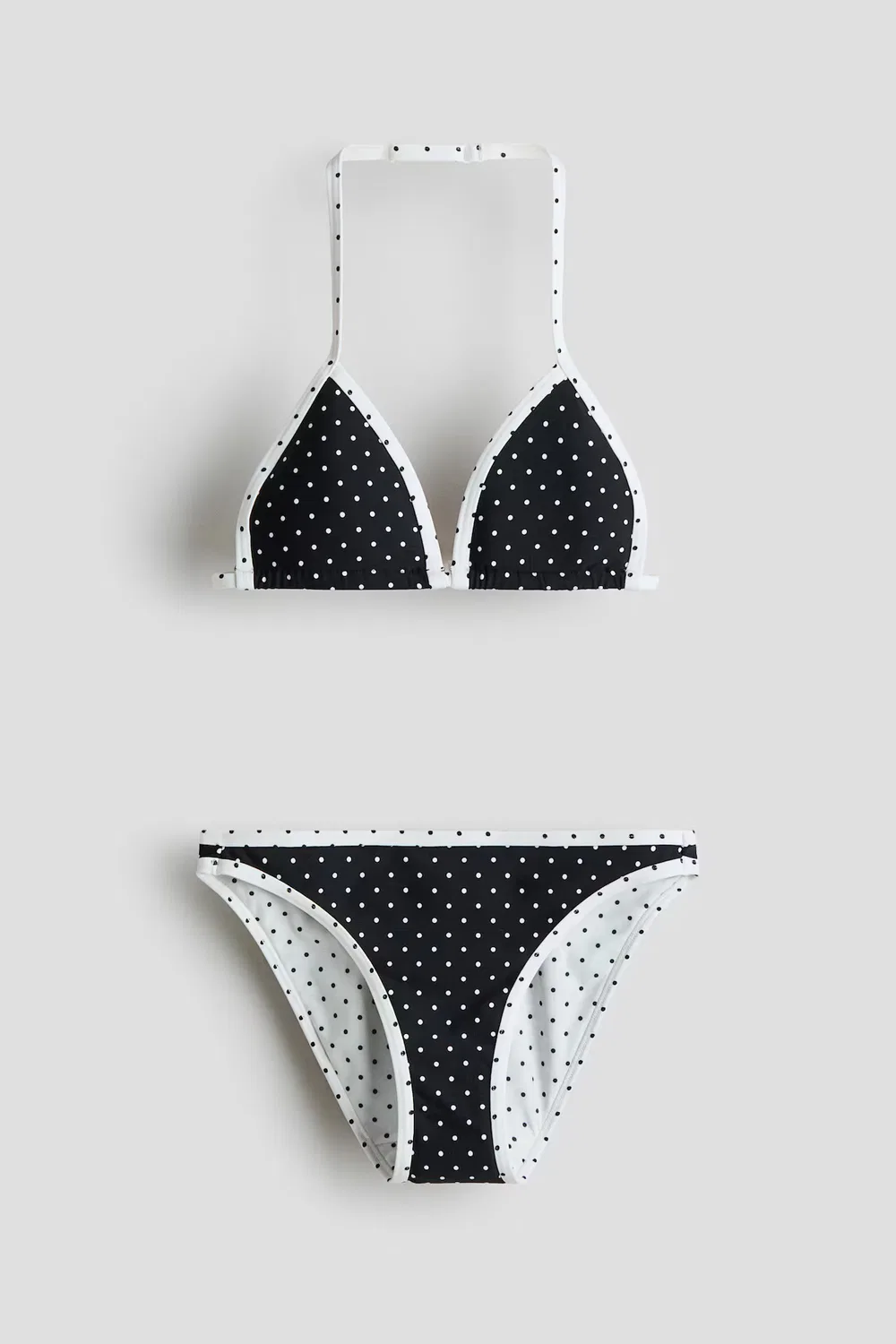 Бикини-Треугольник с принтом H&M, Schwarz/Weiß Gepunktet
