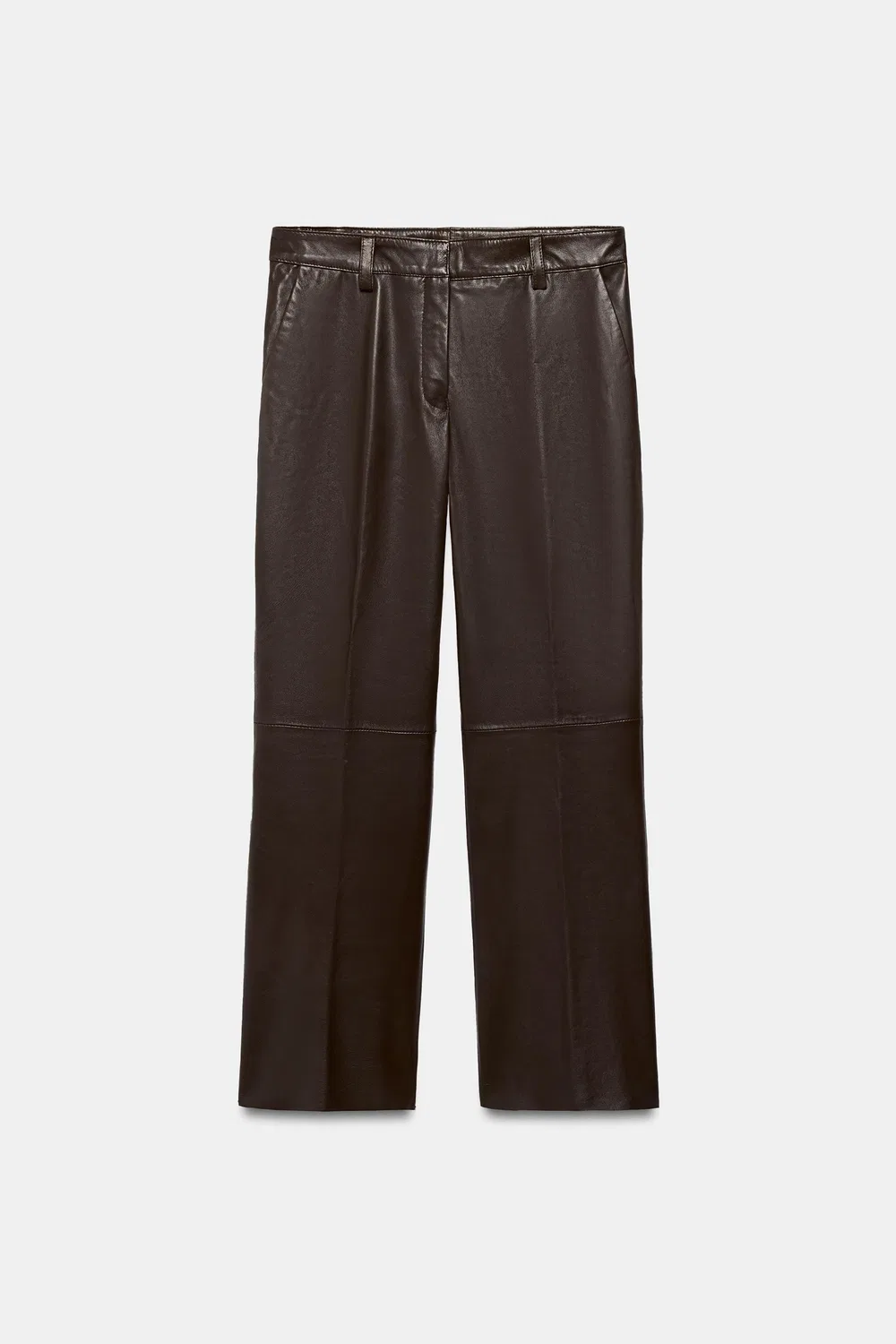 Кожаные брюки-клеш из лимитированной коллекции ZW ZARA, Brown — фото 4