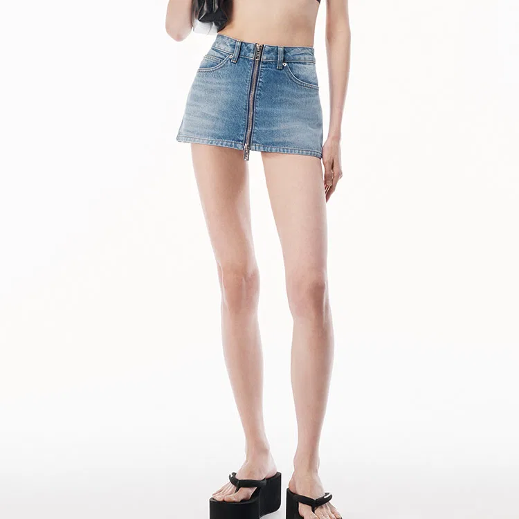 Джинсовая мини-юбка Alexander Wang, Vintage Marble Pattern Blue — фото 3