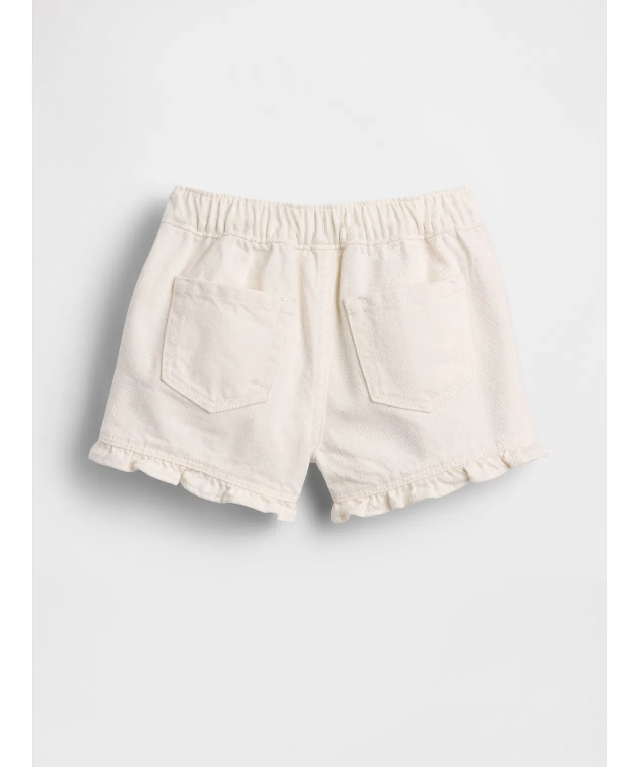 Детские шорты джинсовые с рюшами Stride Pull On Ruffle Gap, Off White — фото 4