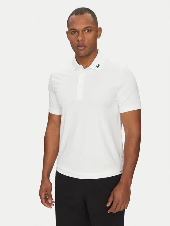 Поло Lacoste regular fit, однотонное, белый