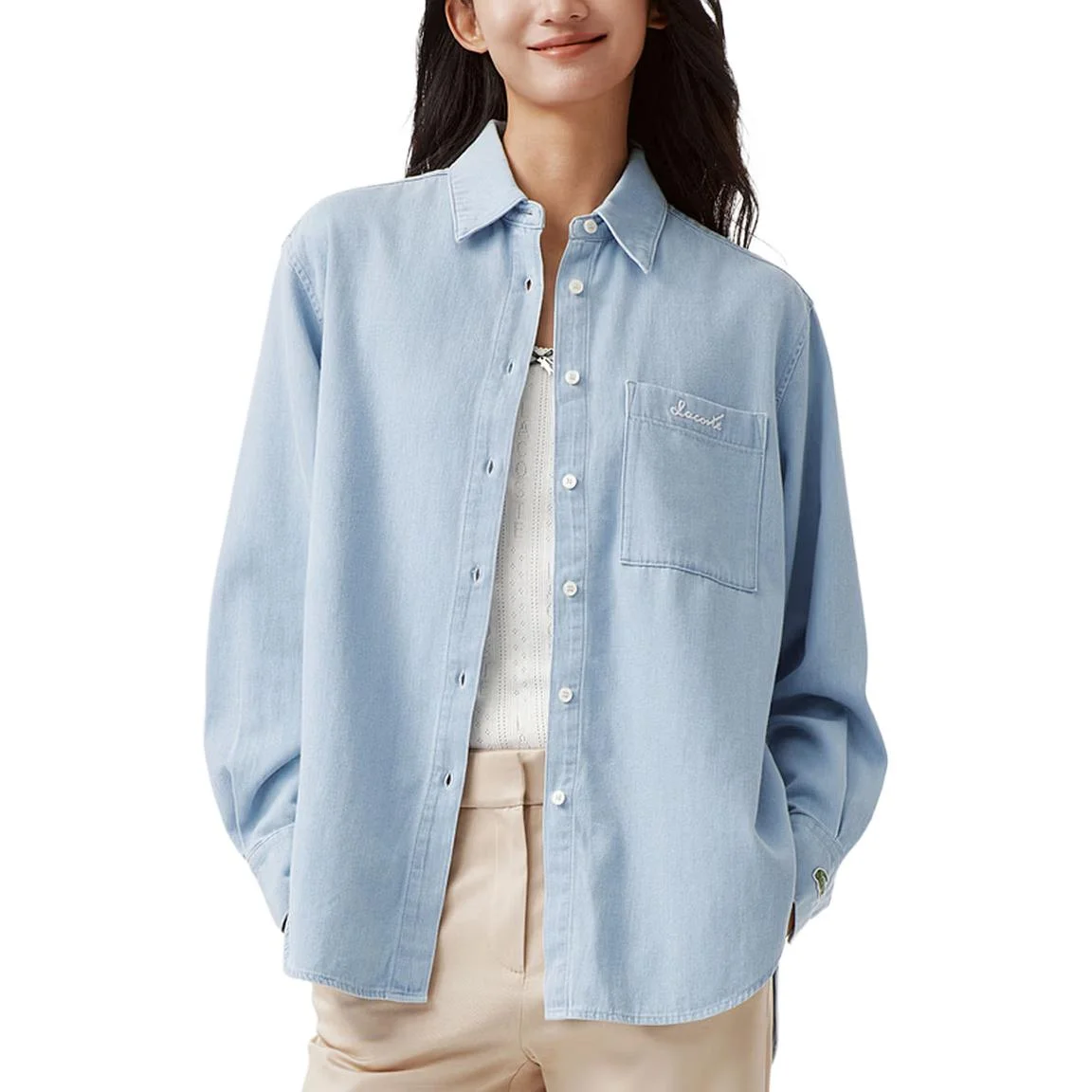 Рубашка женская LACOSTE 1GF/Light Indigo с лацканом