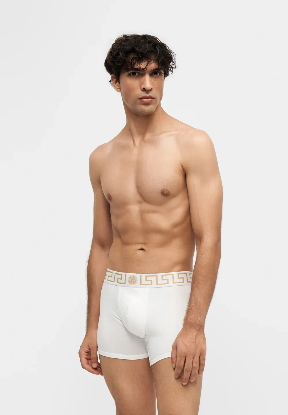 Длинные трусы-плавки с логотипом Topeka - трусы Versace, White/Gold_Coloured