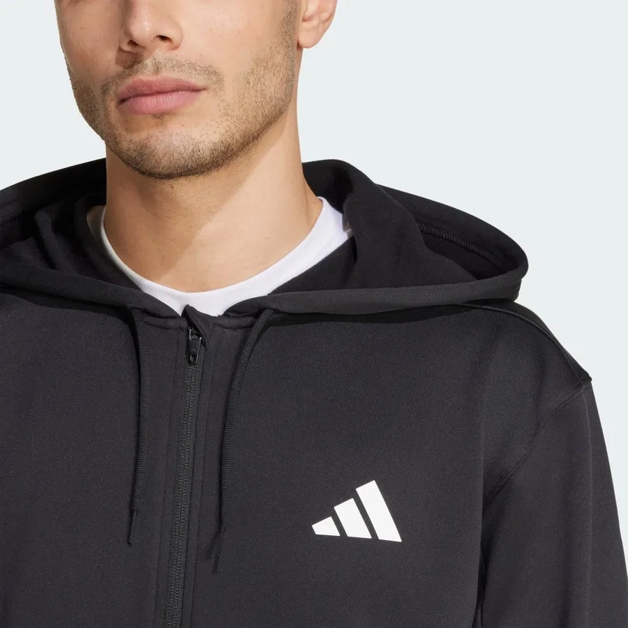 Худи мужское с капюшоном и полной молнией Game & Go Team Issue adidas, Черный — фото 4