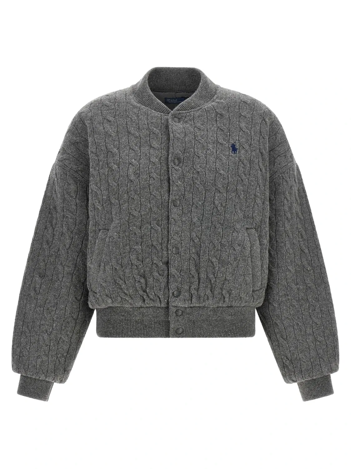 Утепленная вязаная куртка-бомбер Polo Ralph Lauren, серый