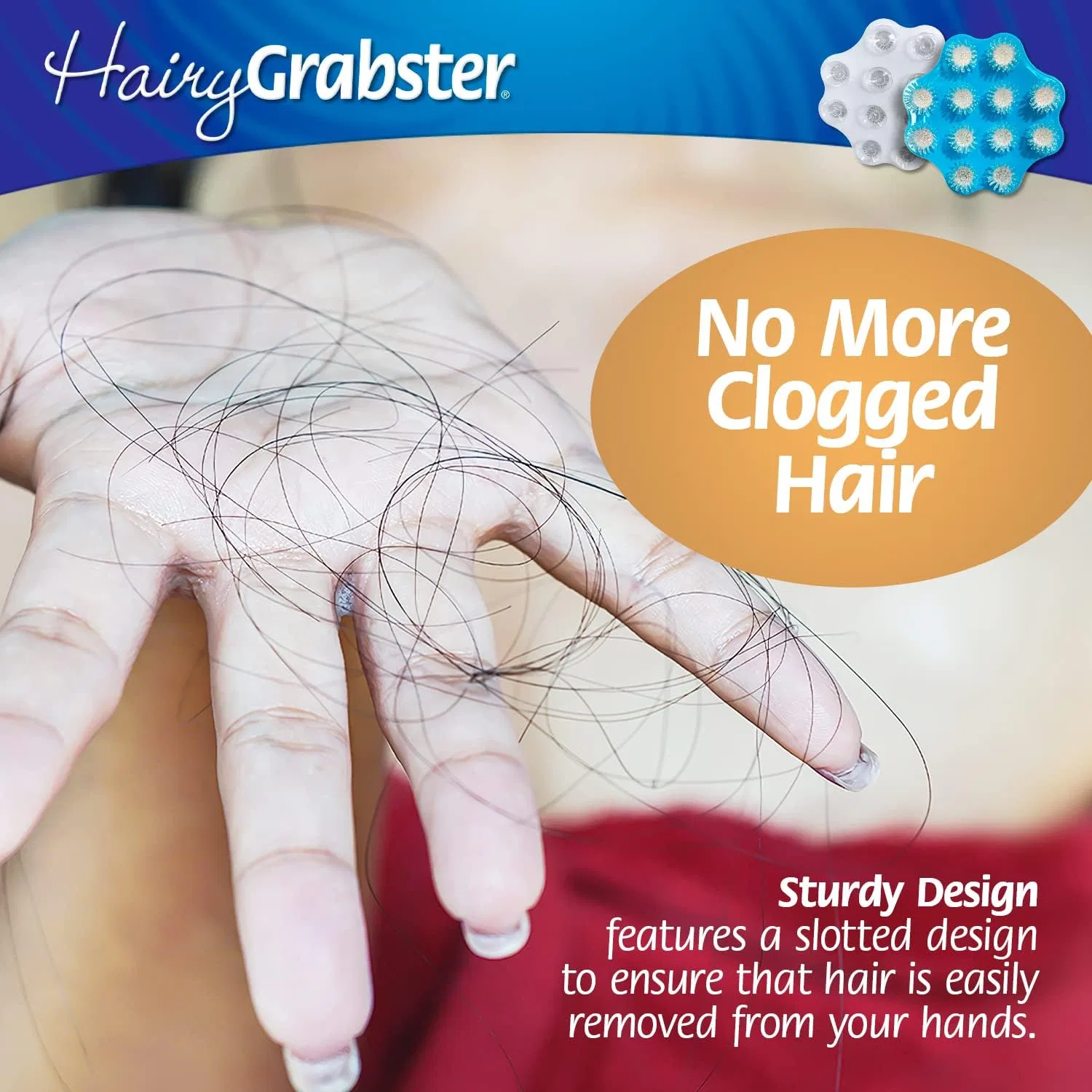 Щетка для очистки слива душа HAIRYGRABSTER, 1 шт, Purple — фото 3