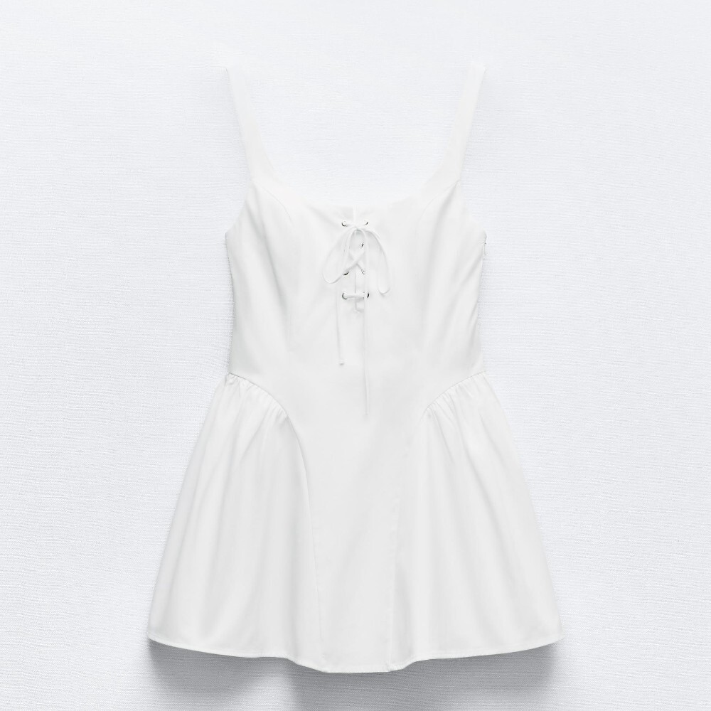 

Платье Zara Short Trench With Tie, белый