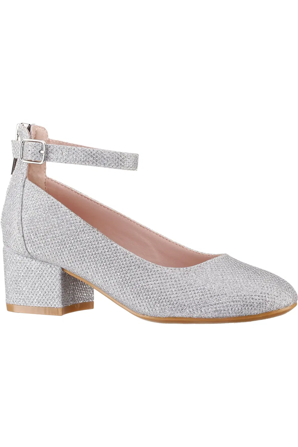 Детские туфли на каблуке с пряжкой Lennie Nina, Silver Sparkle Fabric