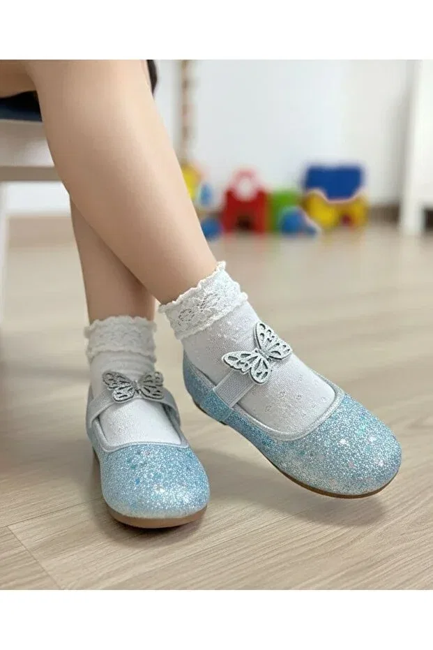 Детские балетки для девочек из искусственной кожи Surpie Shoes, Blue