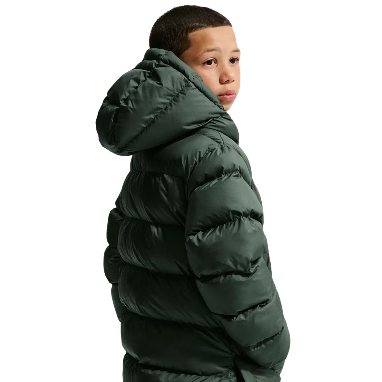 Детский пуховик для мальчиков с принтом All Day Play Mid Thigh Puffer Nike, Camo Green White — фото 2