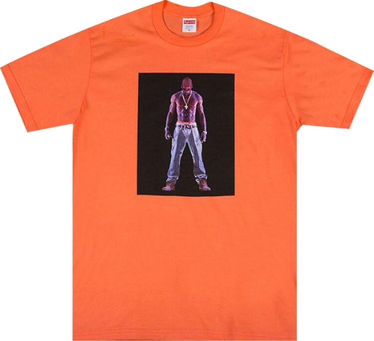 

Футболка Supreme Tupac Hologram Tee 'Neon Orange', оранжевый