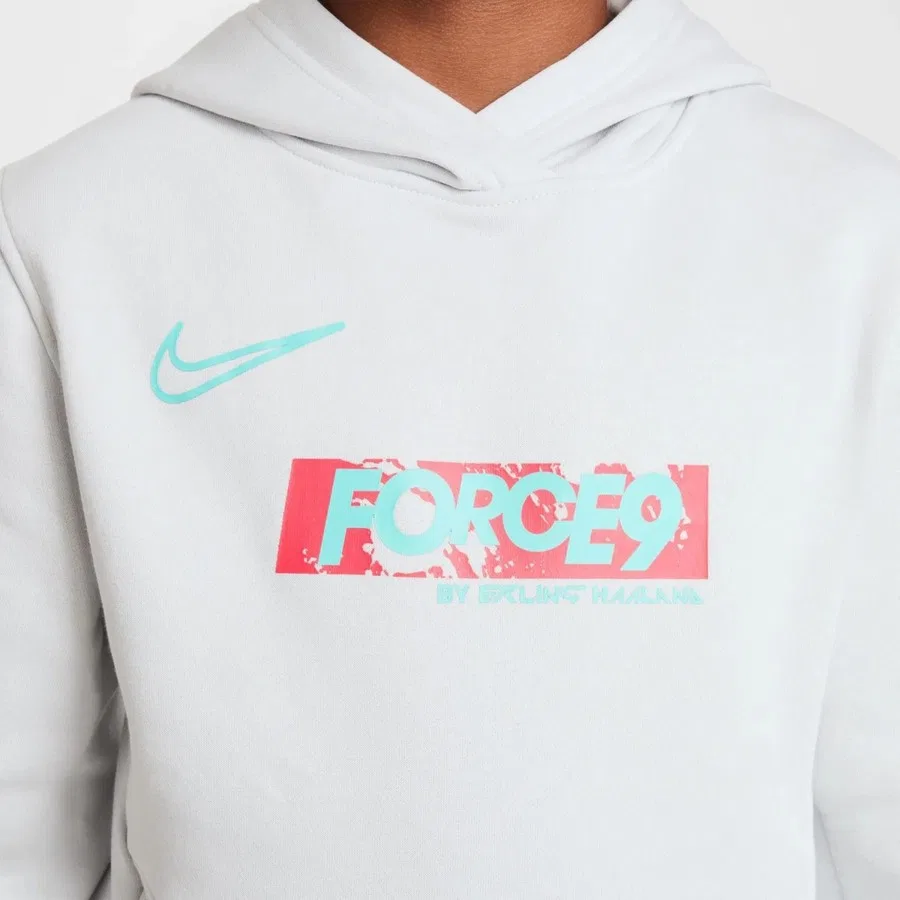 Свитшот детский с капюшоном и кенгуру-карманом Club Fleece Erling Haaland Nike, Серый — фото 4