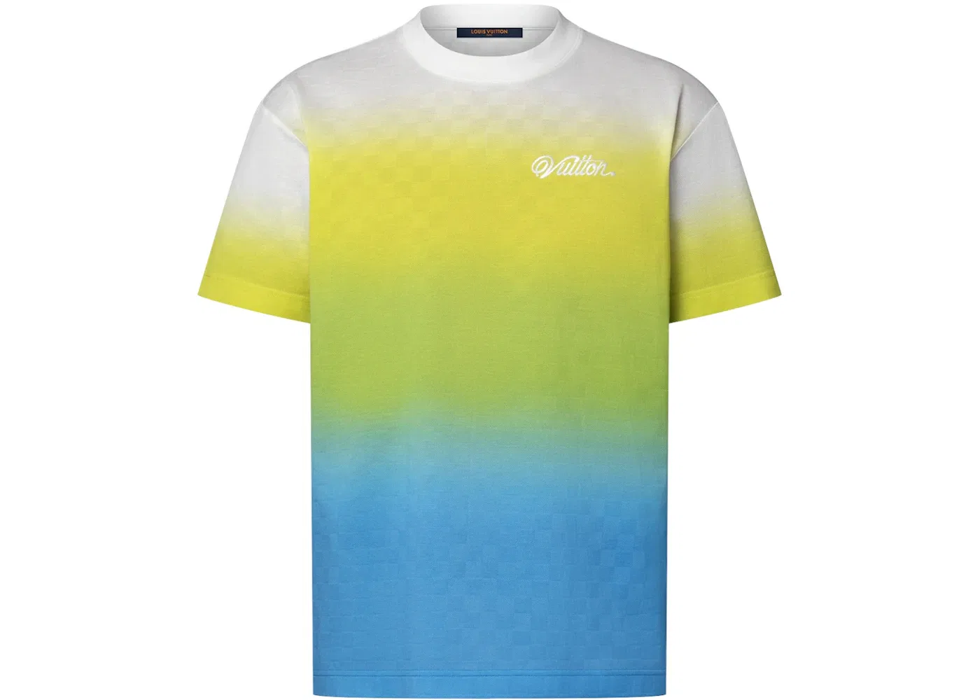 Мужская футболка с принтом Louis Vuitton Damier Gradient Jacquard Cotton, Green Yellow
