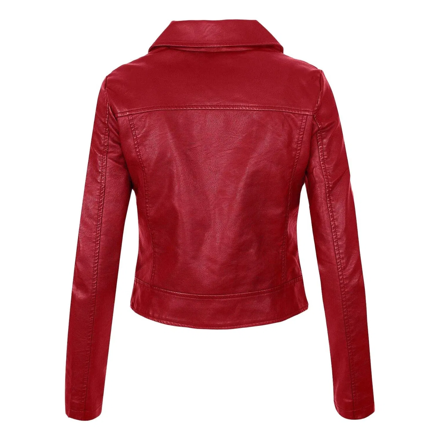 Женская куртка из кожзаменителя с молнией, приталенная, Casual, Rosso — фото 2