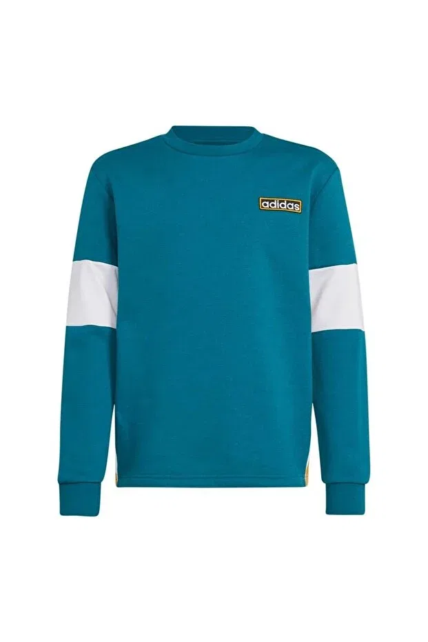 Детское худи для девочек хлопковое Crew Kids Sweatshirt Adidas, Blue — фото 2