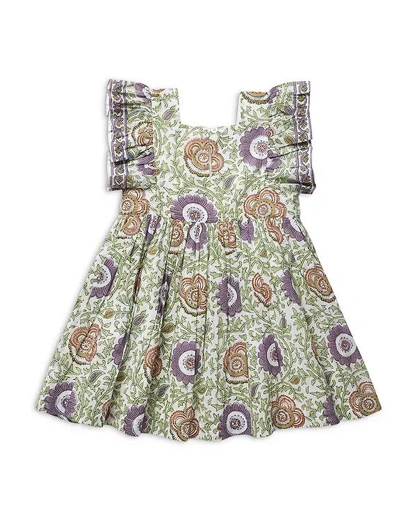 Детское платье для девочек с воланами Elsie Dress Pink Chicken, Lilac Lisbon Floral — фото 2