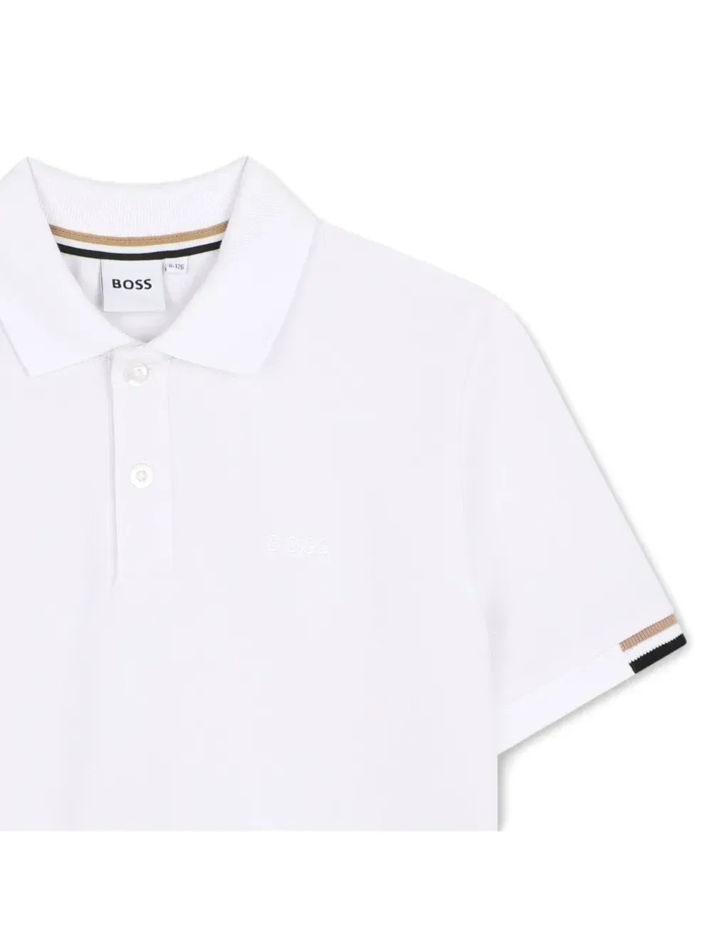 Рубашка поло с короткими рукавами и вышитым логотипом Boss Kidswear, белый — фото 3