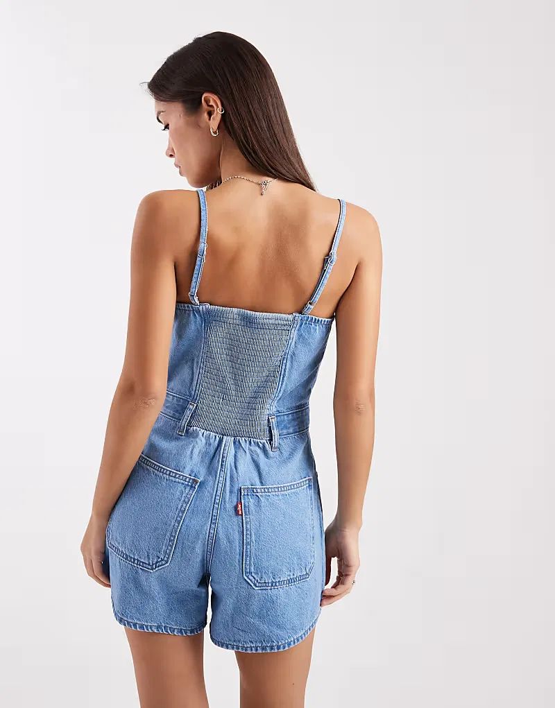 Джинсовый комбинезон Levi's с квадратным вырезом, светло-голубой цвет — фото 2