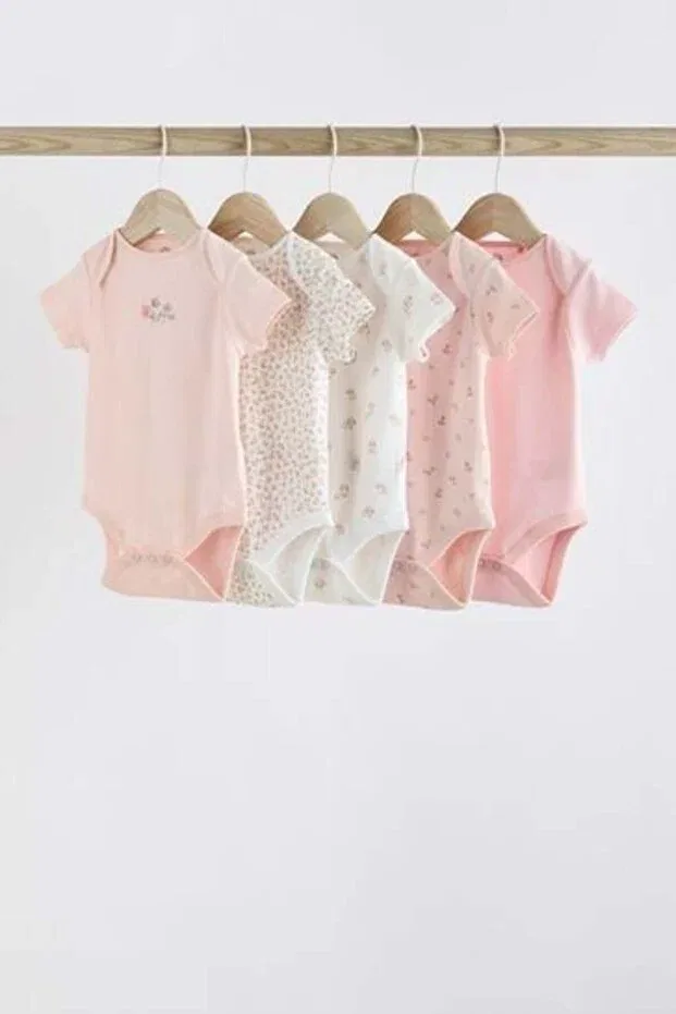 Детский комплект боди для новорожденных хлопковый 5 предметов Next Baby, Pink