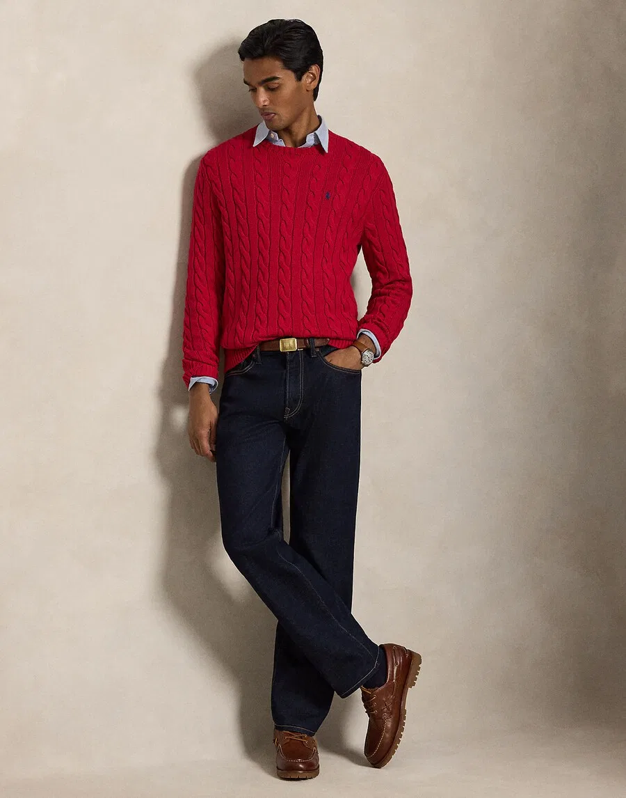 Свитер Polo Ralph Lauren Regular fit 'DRIVER' вишнево-красного цвета — фото 4