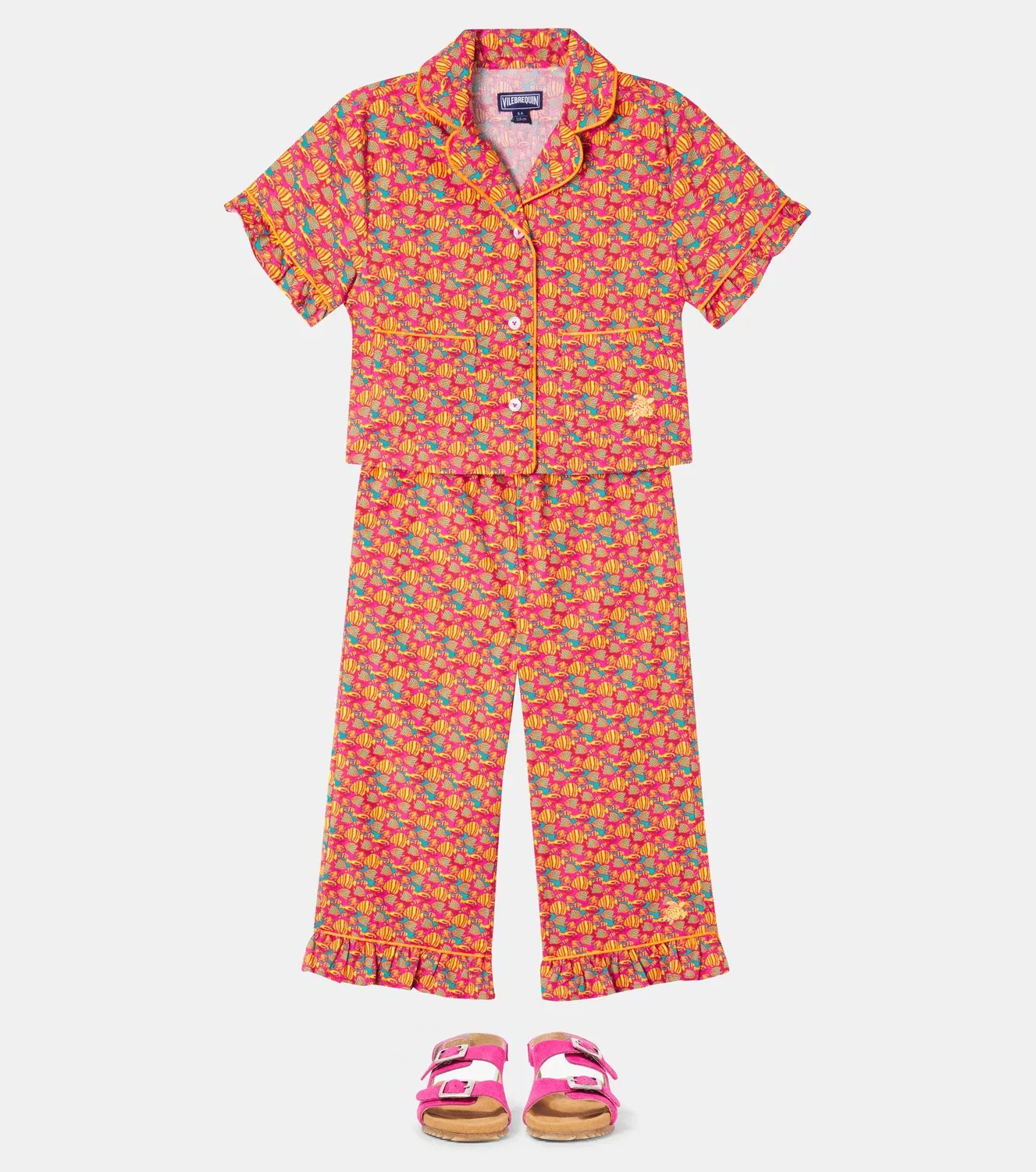 Комплект из рубашки и брюк из набивного хлопка Gyjama Vilebrequin Kids, красный — фото 2