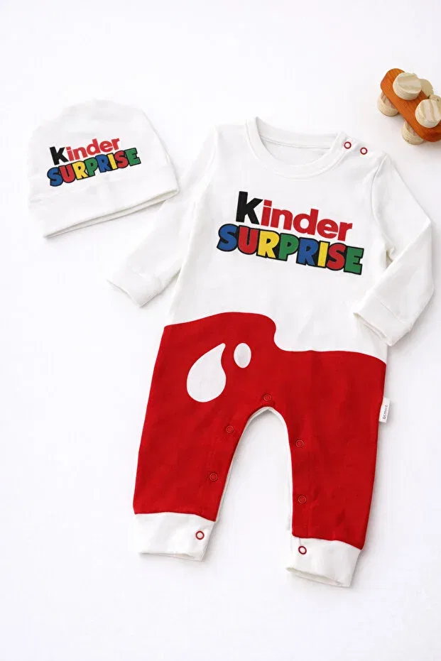Детское боди-комбинезон с принтом Surprise kinder printed baby rompers hat set Murat Baby, Multicolor — фото 4