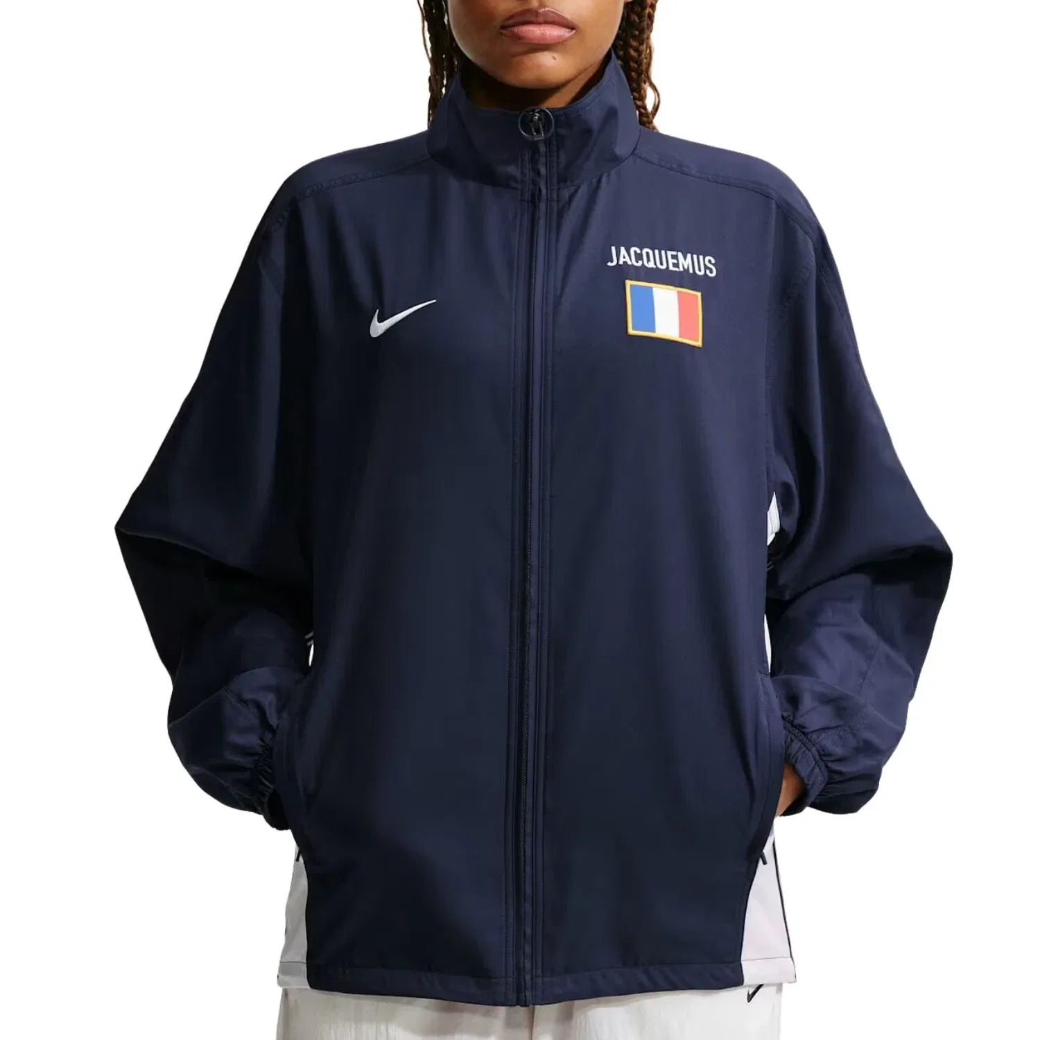 Мужская куртка с принтом Nike x France x Jacquemus Cryoshot Reissue Tracksuit Jacket, темно-синий — фото 2